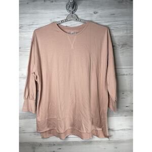 EVRI Tunic Shirt Womens 3X Lavender Hi-Low Split Hem‎ Crewneck Long Sleeve New